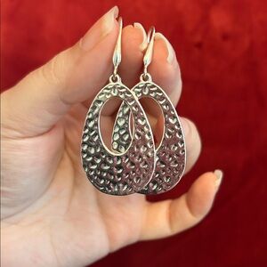 Hammered Silver Textured Drop Earrings